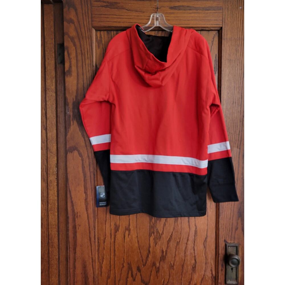 CHICAGO BLACKHAWKS Fanatics Hoodie Sweater Mens Medium Red Breakaway Lace Up - Picture 2 of 15